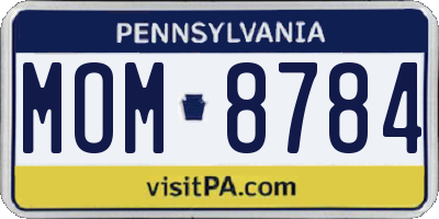 PA license plate MOM8784