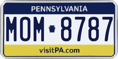 PA license plate MOM8787
