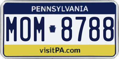 PA license plate MOM8788