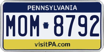 PA license plate MOM8792