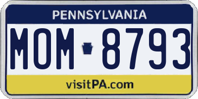 PA license plate MOM8793