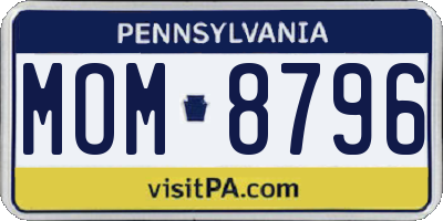 PA license plate MOM8796