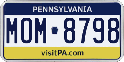 PA license plate MOM8798