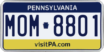 PA license plate MOM8801