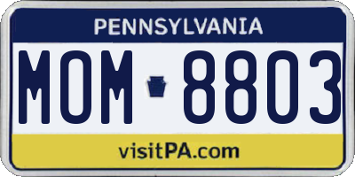 PA license plate MOM8803