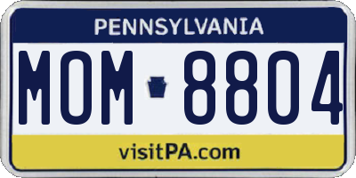 PA license plate MOM8804