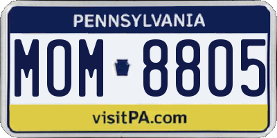 PA license plate MOM8805