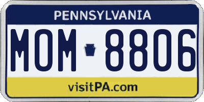 PA license plate MOM8806
