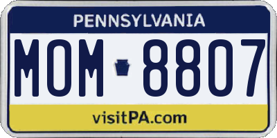 PA license plate MOM8807