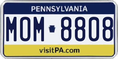 PA license plate MOM8808