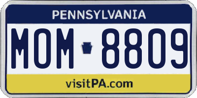 PA license plate MOM8809