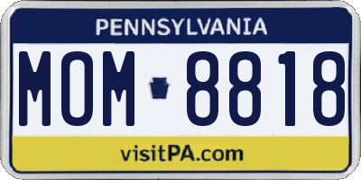 PA license plate MOM8818