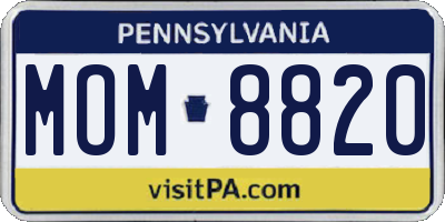 PA license plate MOM8820