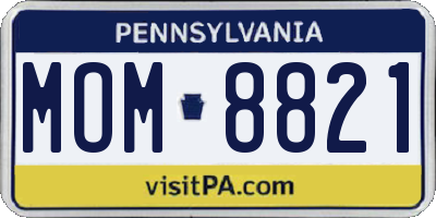 PA license plate MOM8821