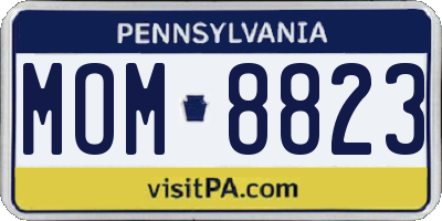 PA license plate MOM8823
