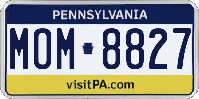 PA license plate MOM8827