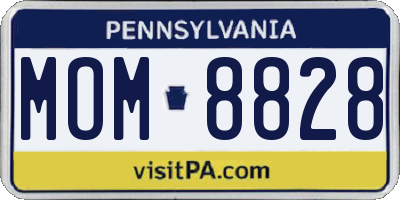 PA license plate MOM8828