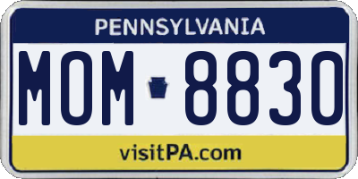 PA license plate MOM8830