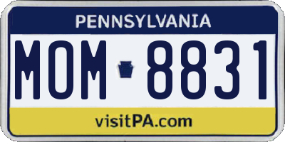 PA license plate MOM8831