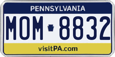 PA license plate MOM8832