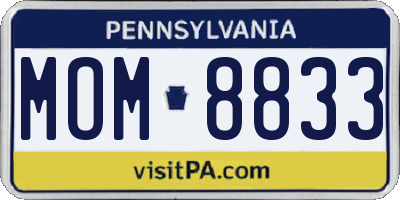 PA license plate MOM8833