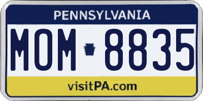 PA license plate MOM8835