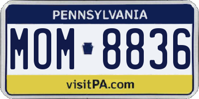 PA license plate MOM8836
