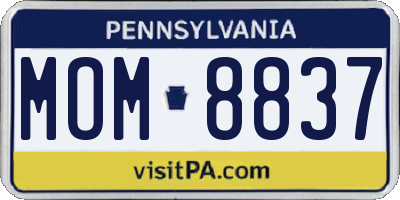 PA license plate MOM8837