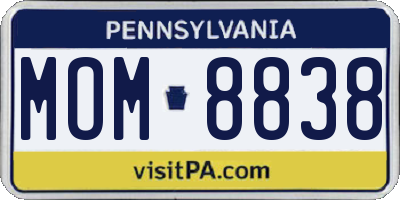PA license plate MOM8838