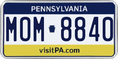PA license plate MOM8840