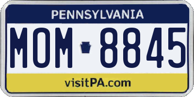 PA license plate MOM8845