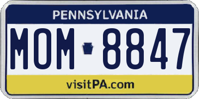 PA license plate MOM8847
