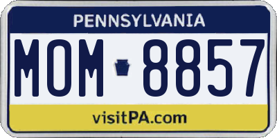 PA license plate MOM8857