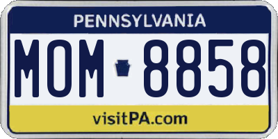 PA license plate MOM8858