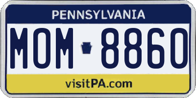 PA license plate MOM8860