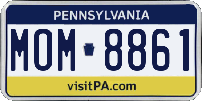 PA license plate MOM8861