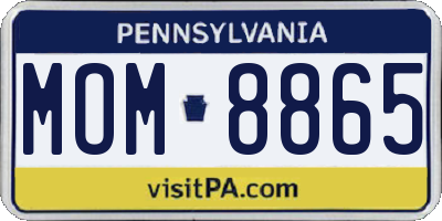 PA license plate MOM8865