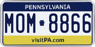 PA license plate MOM8866