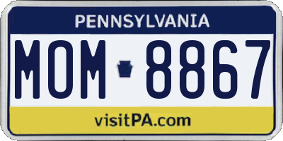 PA license plate MOM8867
