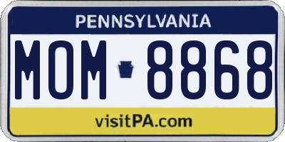 PA license plate MOM8868