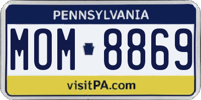 PA license plate MOM8869