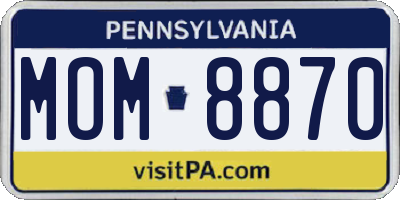 PA license plate MOM8870