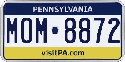 PA license plate MOM8872
