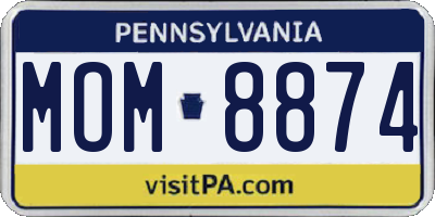 PA license plate MOM8874