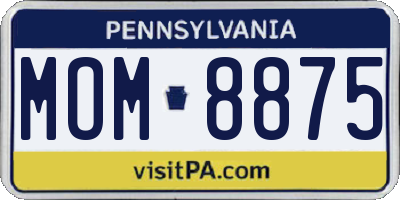 PA license plate MOM8875