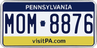 PA license plate MOM8876
