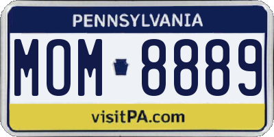 PA license plate MOM8889
