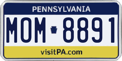 PA license plate MOM8891