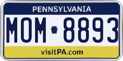 PA license plate MOM8893