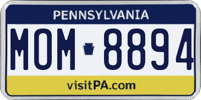 PA license plate MOM8894